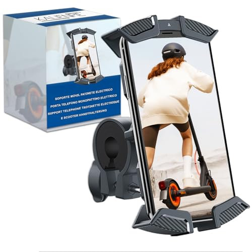 Kalienpie Support Telephone trotinette Electrique Rotation de 360º Adaptation Universelle Compatible avec Les Smartphones jusqu'a 7,6 Fixation incassable et sûre au Guidon Installation Facile