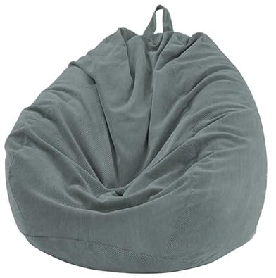 Großer Cord-Sitzsack für Erwachsene, bequemer Jumbo-Loungesessel für alle Altersgruppen, Grau, 100 cm x 120 cm