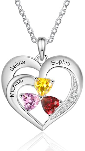 ALBERTBAND Personalisierte Herz Halskette für Frauen mit Name Geburtsstein Personalisierte Schmuck Geschenke für Frauen Frau Mama ihr