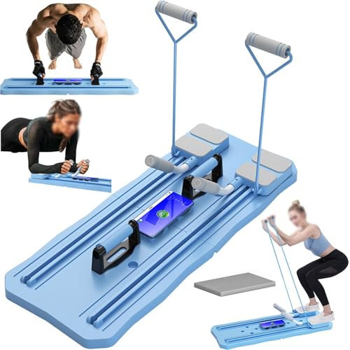 LXWKAI Trainingsrad mit Ellenbogenstütze, Bauchmuskel-Rollbrett mit automatischem Rückprall, mit Widerstandsbändern und Telefonständer