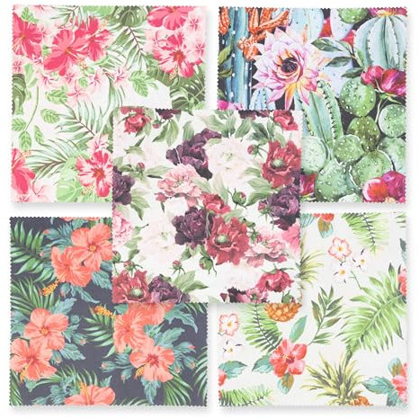 Lens-Aid Mikrofaser Reinigungstuch in schickem Design: Für Kamera, Objektiv, Display und als Brillen-Putztuch (Mikrofasertuch 20x20 cm) | 5er Set Blumen