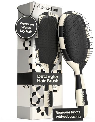 FRAMAR Wet Hair Brush Women – Detangler Hair Brush For Curly Hair, Detangling Brush, Hairbrushes For Women, Hairbrush For Curly Hair - Checkered Print