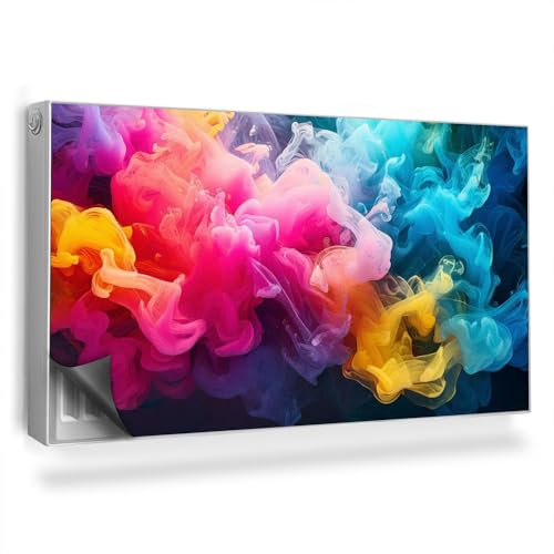 Alfombrilla Magnética 110x60 cm para Radiador Fácil Instalación Magnético Panel Decorativo Protección contra el Polvo y Daños - Nubes de Humo Espeso y Colorido, Fondo Oscuro