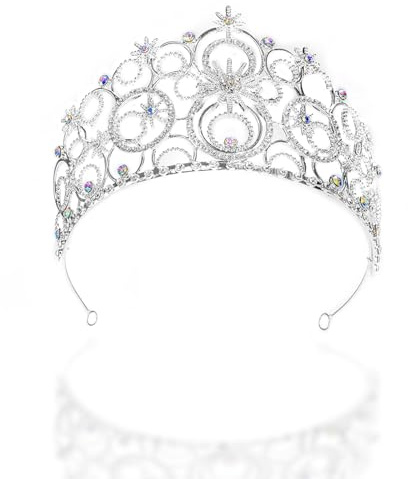 FVCENT Diadème de mariage en cristal pour femme - Réglable - Avec strass - Accessoire de costume de princesse élégant pour adultes (fête royale, cosplay, bal), One Size, Cristal Métal