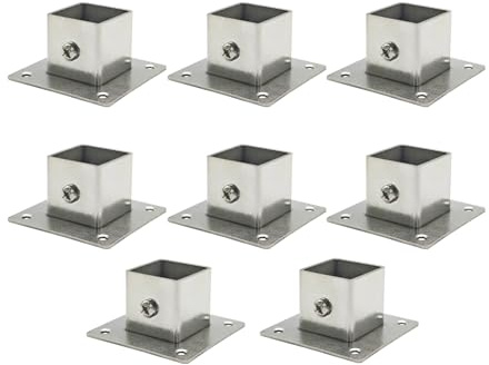 8 supporti con flangia quadrata da 3 cm, in acciaio inox 201, per recinzioni a pavimento o montaggio su ponte, 30 x 30 mm