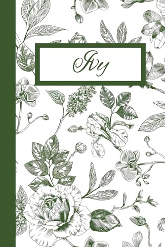 Ivy: Preppy Fern Green Chinoiserie Floral Notebook Personalized For Girls and Women Name Ivy