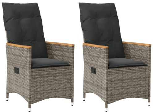 Festnight 2er Set Gartenstuhl Hochlehner Verstellbar Gartensessel Rattan Sessel Stuhl Gartenmöbel Rattanmöbel Balkon Garten Rattansessel Terassenmöbel Außen Balkonmöbel