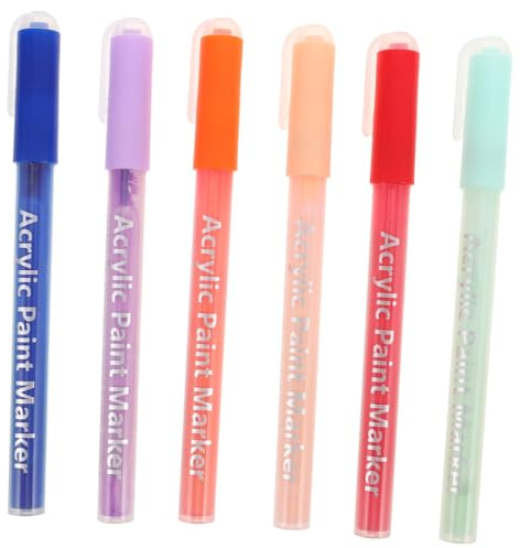 BAZEITFLOW 6pezzi Penne per Nail Art Colore Vivi Ergonomico Penna Decorazione Multiuso Disegno Progetti Fai da Te Rimovibile Accessori Uso Domestico