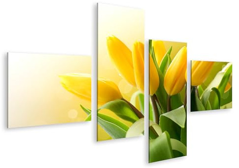islandburner Prime Image sur toile Tulipes jaunes dans la lumière du printemps Bouquet de fleurs Photographie de la nature Photos murales Poster