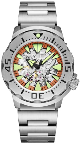 ADDIESDIVE Reloj Automático de Lujo 200M Resistente al Agua Movimiento Japonés 8N24 Relojes de Buceo Mecánico AD2103 Esfera Esquelética Cristal de Zafiro AR Luminoso C3 Reloj analógico para Hombre