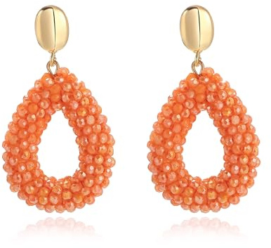 Boho Ohrringe hängend für Damen,Tropfenförmige Reisperlen Leichte Ohrringe Eleganter Hingucker für Frauen Modischer Schmuck