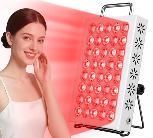 AearKing Red Light Therapy for Face and Body, 660nm & 850nm Near Infrared Red Light Therapy Panel with Adjustable Stand, Portable Dual Chip LED Red Light Therapy Lamp with Timer & 5 Brightness Levels
