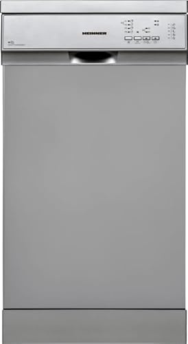 HEINNER HDW‑FS4552DSE++ Freistehender Geschirrspüler – 10 Maßgedecke, 5 Programme, Aquastop, Half‑Load, Verzögerte Startoption, Silber, 5 Jahre Garantie