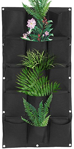 Tomotato Hängende Pflanztaschen, Wandmontage, 15 Taschen | Vertikale Aufhängbare Pflanzbeutel für Gärten, Terrassen, Balkone, Dekoration