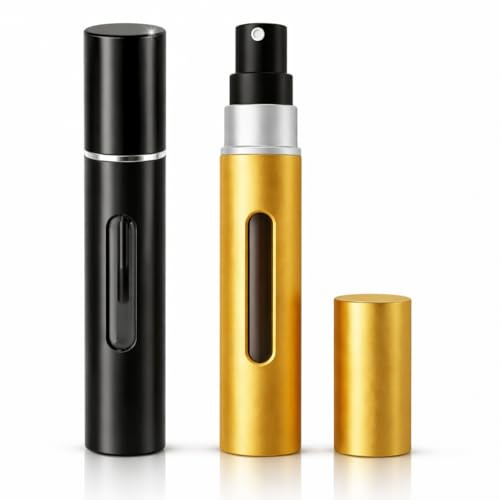 2PCS Perfume Atomiser 10ml Refillable Travel Spray Bottle, Portable Small Perfume Spray Bottle with Fine Mist Nozzle, Leak-Proof Perfume Refillable Dispenser, Easy Pump-Fill Travel Atomiser