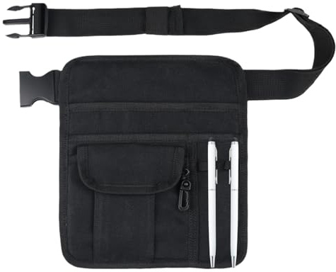 Waiter Pouch - Restaurant Serving Bag, Waist Apron Organizer, Adjustable Strap System, Multi Pocket Storage Tool, Industrial & Scientific, Black Oxford Fabric for Waitress Bar Hotel Servers