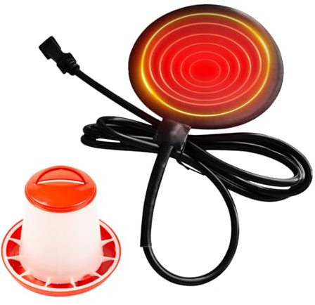 Wassererwärmer Für Hühnerstall, 15 Zentimeter Silikon Frostsicher Heizmatte, 20W Heizung Für Geflügeltränke Inklusive 180 Cm Kabel, Für Die Winterliche Außenhaltung Von Geflügel Und Vieh Auf Kleinen