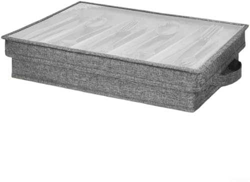 Glomc Silverware Flatware Storage Box, With Removable Lid And Reinforced Handles, Oxford Cloth Flatware Organizer, Cutlery Storage Box For Kitchen, Dining Room, Or Camping Use