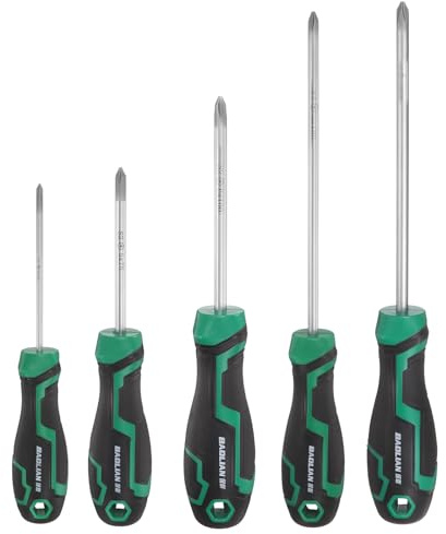 sourcing map 5pcs PH0+PH1+PH2 Phillips Screwdriver Set S2 Steel Magnetic Screwdrivers with Ergonomics Grip for Fastening Loosening DIY Repairing
