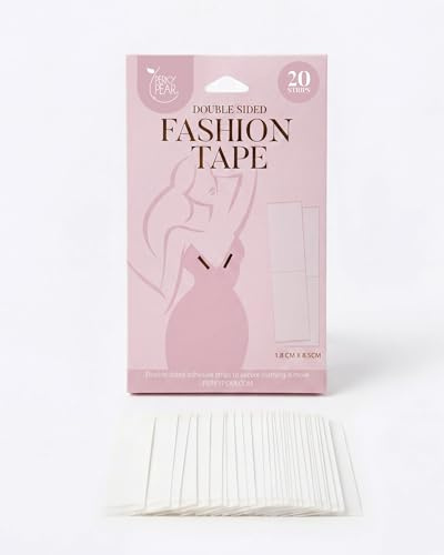 Perky Pear Lot de 20 rubans adhésifs double face pour le corps et les vêtements – Ruban adhésif tendance transparent pour sécuriser les vêtements et plus encore, convient à tous les types de matériaux