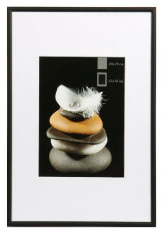 AL-62 Bilderrahmen Metall Rahmen 10x15 bis 40x50 mit Passepartout Aluminium: Farbe: Schwarz matt | Format: 13x18