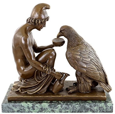 Kunst & Ambiente - Ganymed den Adler des Zeus tränkend - Bertel Thorvaldsen - Antike Bronzefigur - Griechische Statuen - Skulptur - Innenbereich