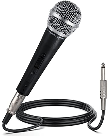 Pyle Microphone - Professional Dynamic Vocal Microphones, with ON/OFF Switch, Dynamic Cardioid, Handheld Mic for Singing, w/ 4.5 m – XLR Audio Cable, Compatible for Karaoke-Speaker-Speech-Amp-Mixer