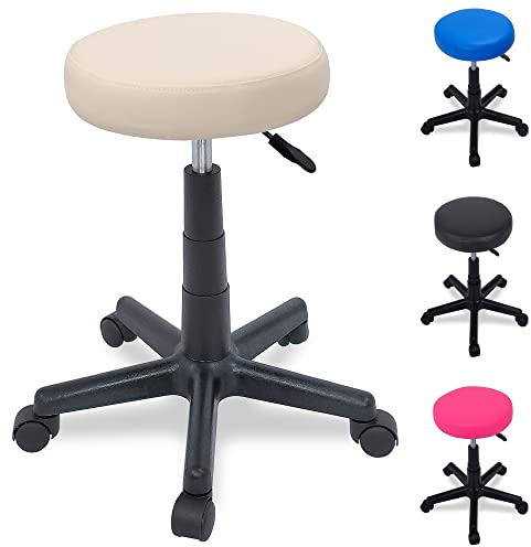 BELTOM® Taburete ERGONÓMICO Regulable MANICURA PEDICURA Silla CASA Studio Tatuaje Masaje - Crema