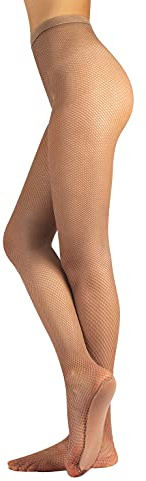 CALZITALY COLLANT FEMME MAILLE FILET CRÉE POUR LA DANSE | COLLANT PROFESSIONNEL RESILLE POUR LA DANSE | NATUREL, NOIR | TAILLES: XS/S | M/L | FABRIQUÉ EN ITALIE | (XS/S, CUIVRE)
