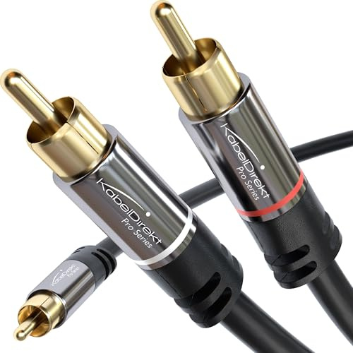 KabelDirekt – RCA/Phono Y Cable – 10ft Long – 1 to 2 RCA/Phono, Stereo Audio Cable (Coax, Male/Male Plugs, Analog/Digital, Adapter for subs/amps/Hi-Fis/Home Theater/receivers, Black)
