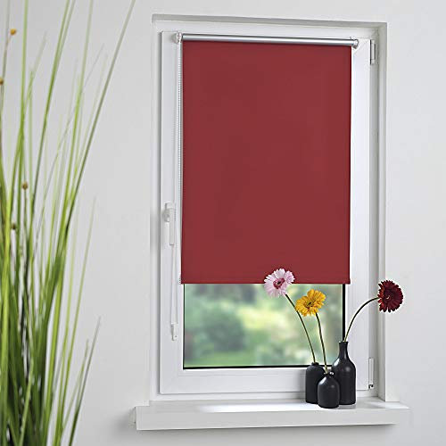 Liedeco® Rollo Klemmfix Thermobeschichtet - 45 x 150 cm rot (Breite x Höhe) / lichtundurchlässig Blickdicht verdunkelnd und stufenlos verstellbar/leichte Innen-Montage ohne Bohren mit Klemmträger