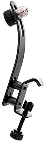 Pronomic DMK-10 Schlagzeug Mikrofonklammer, Halteklammer mit Klemmschraube | Geeignet für Toms und Snaredrum, Zur Befestigung am Spannreifen, Für Mikrofonklemmen mit 3/8 und 5/8 Innengewinde geeignet