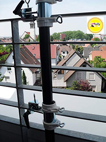 STABIELO 5530-25420DISTG HOLLY'S - 2 x SONNENSCHIRMHALTERUNGEN für BALKONGELÄNDER für Schirm STÖCKE von 25,5 bis Ø 52 mm - Patent Holly - Video: https://Vimeo.com/249523750 -