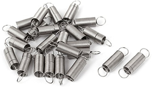 sourcing map 0.5mmx6x25mm Stainless Steel Dual Hook Small Tension Spring 24pcs