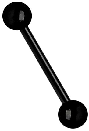 Modern Nature Piercing-Schmuck Zungenpiercing, Brustpiercing oder Intimpiercing Stab Stahl PVD schwarz 1,6 mm mit Zwei Kugeln