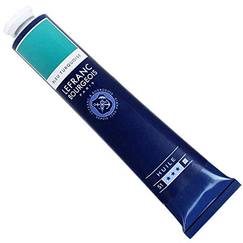 Lefranc Bourgeois 810072 feine Ölfarbe, lichtecht mit hervorragender Deckkraft & hoher Farbintensität, gleichmässiger Konsistenz und optimaler Mischbarkeit, 150ml Tube - Türkisblau