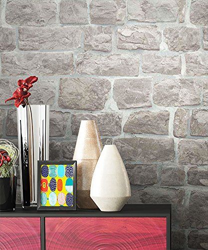 NEWROOM Steintapete Tapete grau Mauer Stein Modern Vliestapete Vlies moderne Design 3D Optik Steintapete Ziegelstein Backstein Mauerwerk Klinker Loft inkl. Tapezier Ratgeber