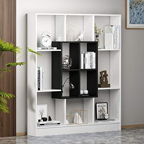Homidea Mars Bücherregal - Standregal - Büroregal - Raumteiler in trendigem Design (Weiß/Schwarz)