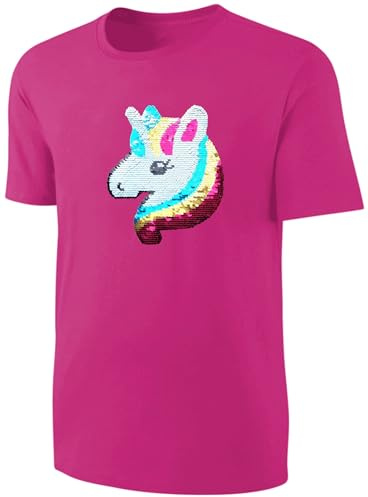 Mädchen Wendepailletten T-Shirt Einhorn - Kinder Streichel-Shirt - Pink