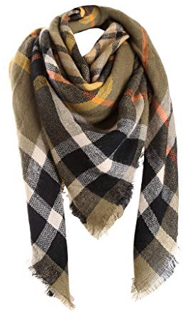 Bakicey Damen Schal XXL Warm Weich Strickschal Karo Winterschal Herbstschal Wolleschal Frauen Deckenschal Halstuch Scarf Poncho Cape