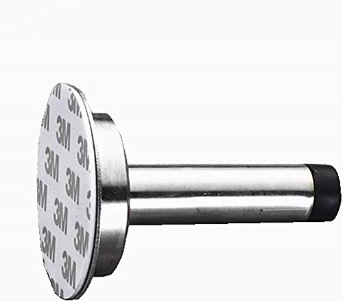 2 PCs Adhesive Mounted Door Stop | Protect Furniture & Walls from Slamming Doors | No Screw Door Stop | Stainless Steel Door Stoppers with Sound Dampening Bumper Top
