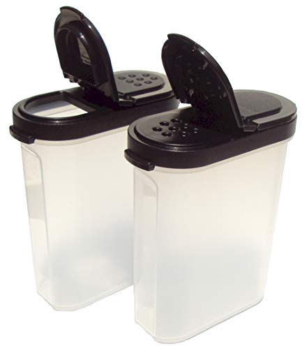Tupperware Modular Mates Gewürzstreuer Set mit 2 schwarzen Dichtungen für 1 Tasse Fassungsvermögen