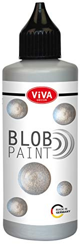 Viva Decor Blob Paint 90ml Metallic Glitter Künstlerfarbe Leinwand Fliesen glänzend Silber-Metallic