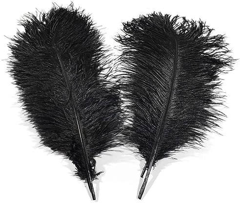 Lot de 50 plumes d'autruche naturelles de 15,2 à 20,3 cm pour décoration de maison, mariage, décoration de fête, loisirs créatifs Noir