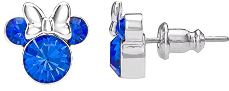 Disney Pendientes de Tuerca chapados en Plata de Minnie con Piedra Natal de septiembre EF00469SSEPL.PH, Talla única, Latón, Sin Piedras Preciosas