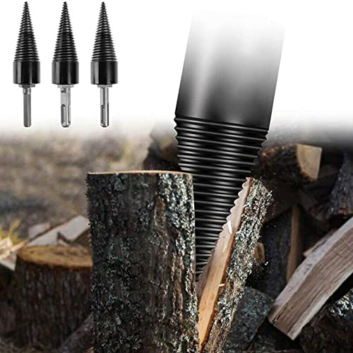 MHGLOVES Spaccalegna Vite Conica Albero per Trapano Trapano a Gradini Taglia-Legno Legna da Ardere, Tronco in Acciaio Ad Alta velocità, Spaccalegna in Acciaio Ad Alto Tenore di Carbonio Nero,42mm