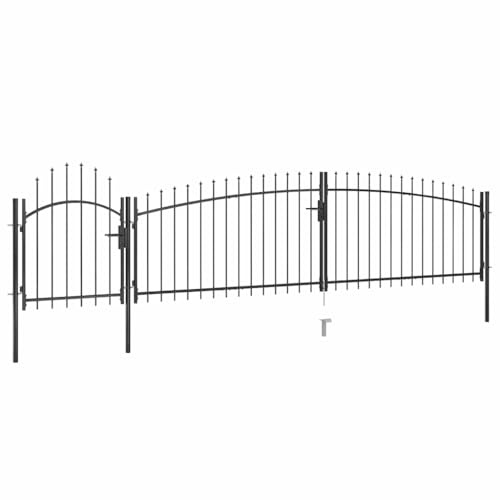 vidaXL Gartentor mit Speerspitzen Einfahrtstor Metalltor Hoftor Gartenpforte Gartentür Zauntor Gartenzaun Tor Tür Pforte 5x1,5m Schwarz Stahl