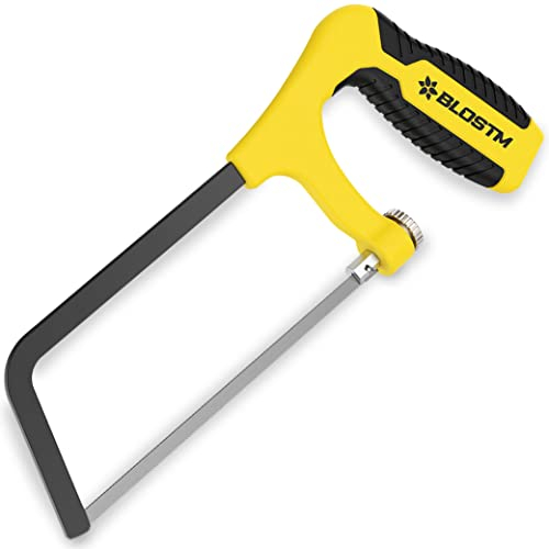 BLOSTM Junior Hacksaw - Heavy Duty Mini Hacksaw with Interchangeable 150 mm (6) Blade, Professional Small Hack Saw to Cut Metal, Plastic & Wood, Mini Saw with Ergonomic Grip - Ideal for DIY Projects