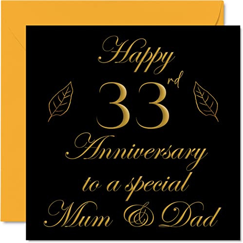 Stuff4 Hochzeitskarte zum 33. Jahrestag für Papa, Eltern, Special Mum & Dad | Happy 33 Wedding Anniversary Cards from Son Daughter Family, 145 mm x 145 mm Grußkarten für 33. Jubiläen