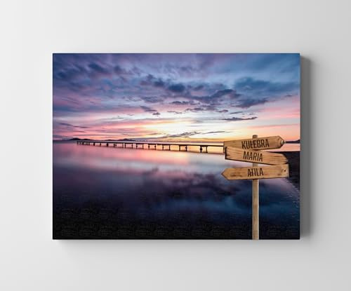 CREATIVA DIGITAL IMPRESION Y DISEÑO Cuadro Personalizado Multinombre | 3 Nombres | 70 x 50 cm | 100% a tu Gusto | Lona y Madera | Ideal para Sorprender a tu Familia | Excelente para Decorar el Salón